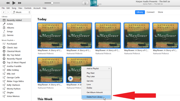 احذف الملفات من iTunes