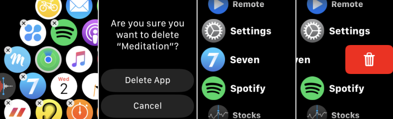 Elimina le app dall'orologio