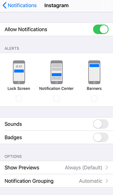 Ustawienia powiadomień iPhone'a