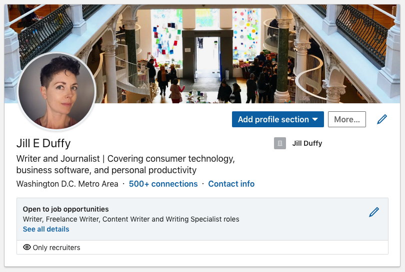 página de perfil de LinkedIn