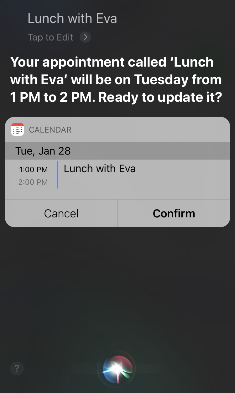 Calendario Apple in Siri