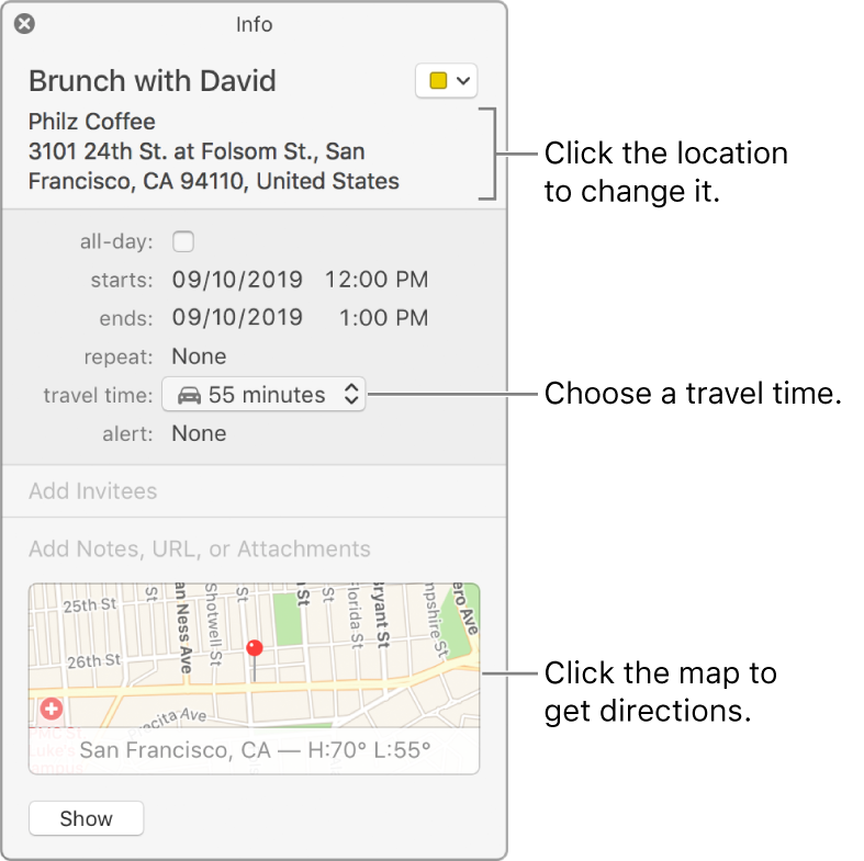Ottieni indicazioni in Calendario Apple