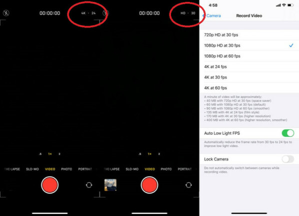 Regola la risoluzione e il frame rate