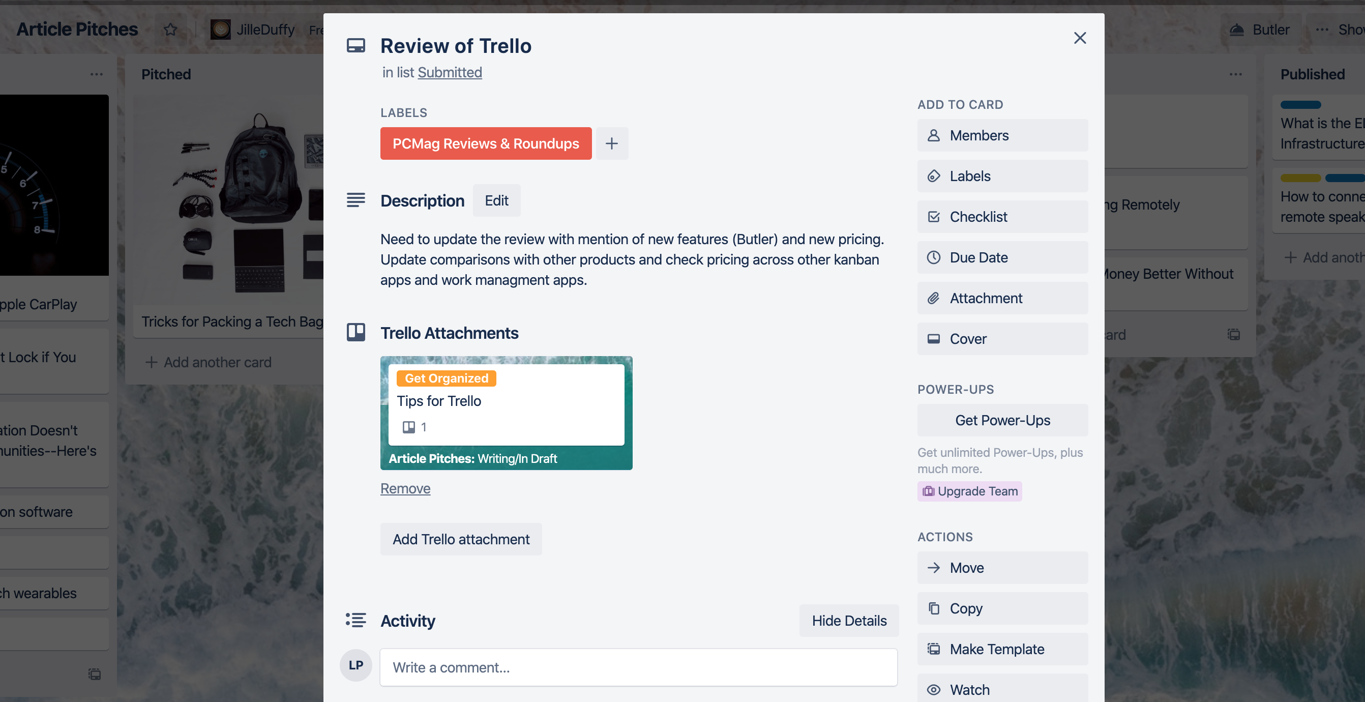 Anexar cartão do Trello