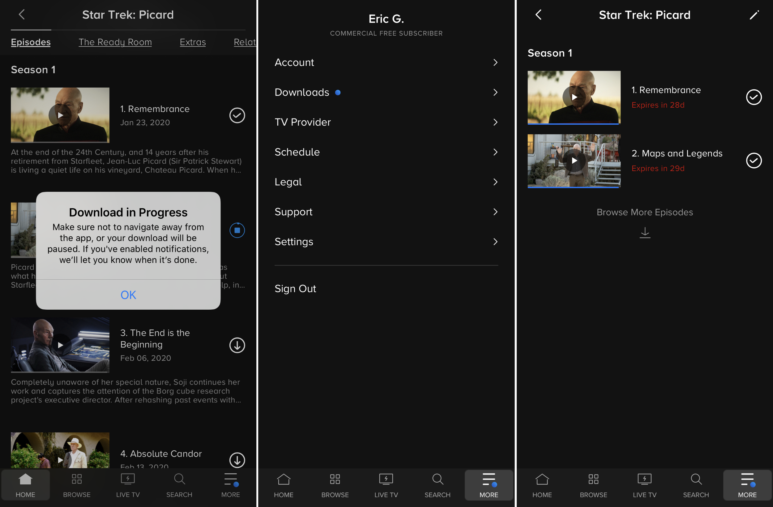 Downloads de vídeo CBS All Access
