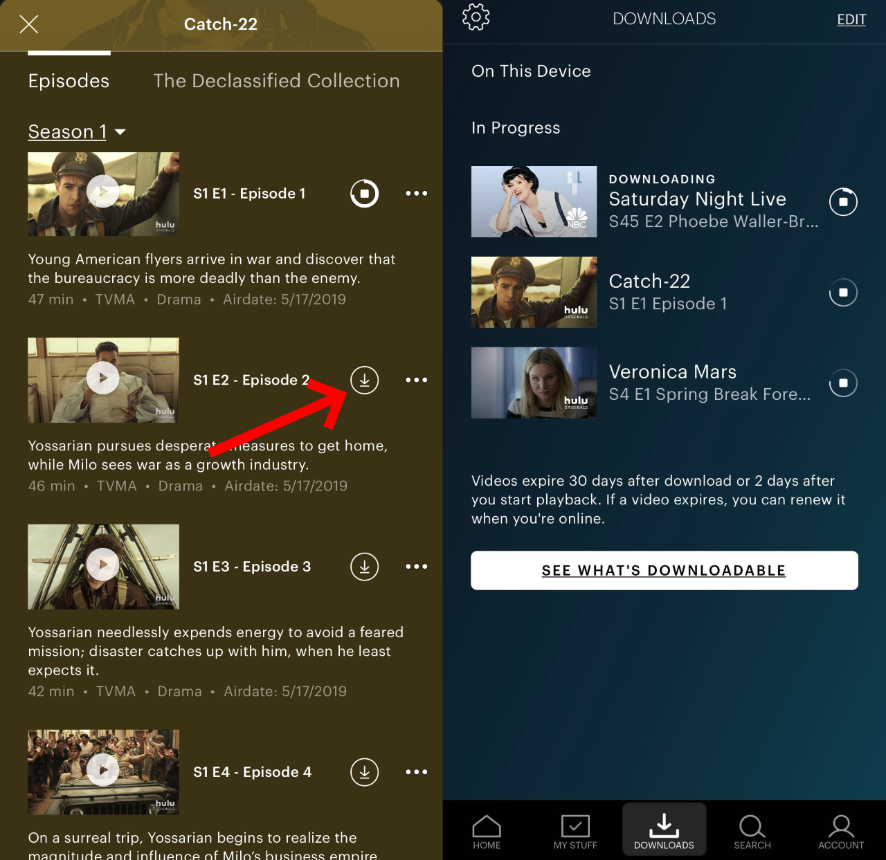 Downloads do Hulu
