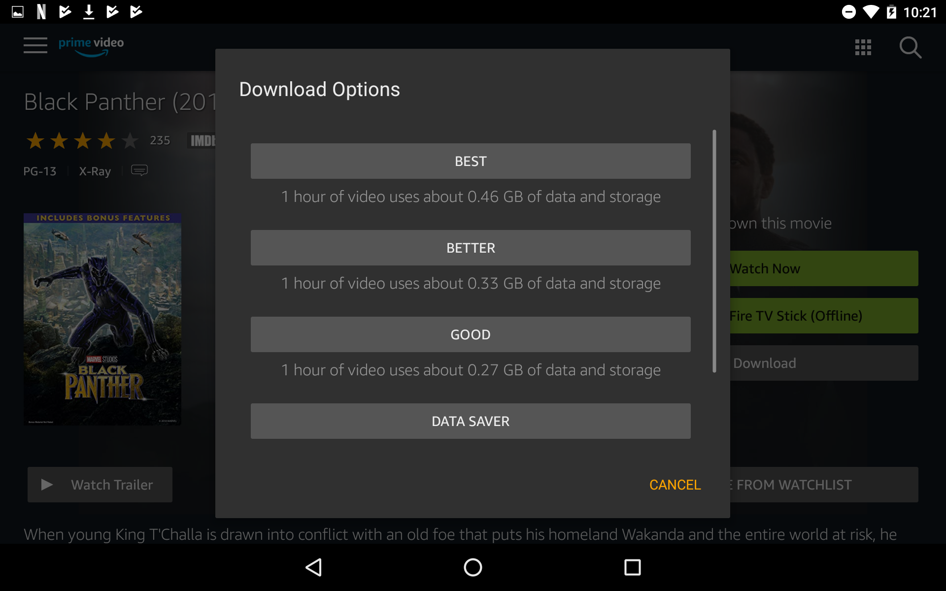 Opções de download da Amazon