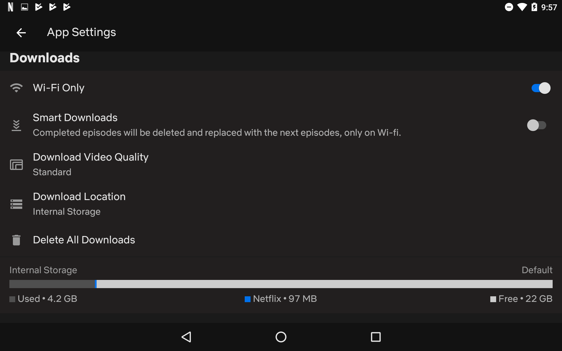 Configurações de download da Netflix