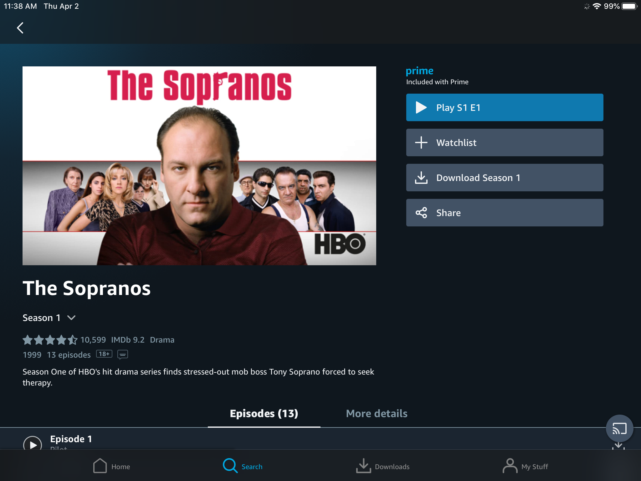 Baixe a primeira temporada de The Sopranos no Amazon Video