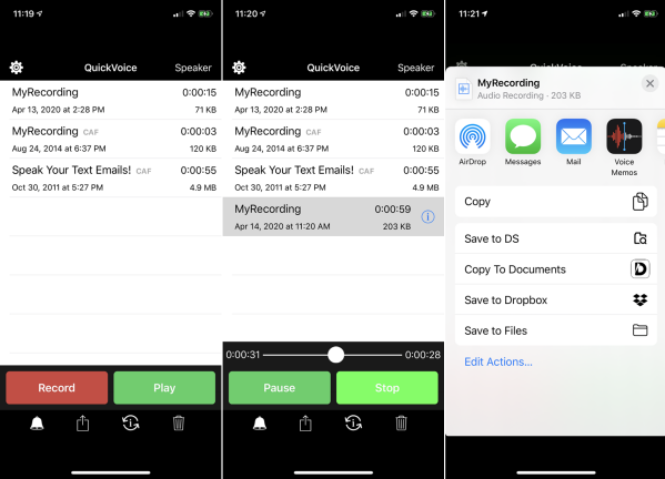 Registratore vocale rapido per iOS