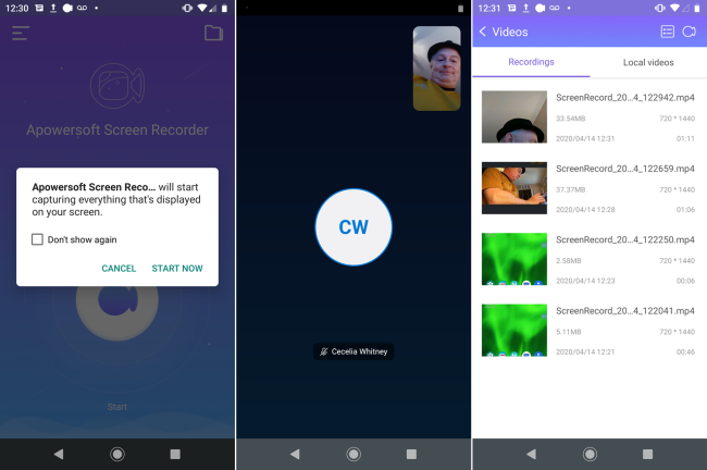Registratore schermo Apowersoft per Android
