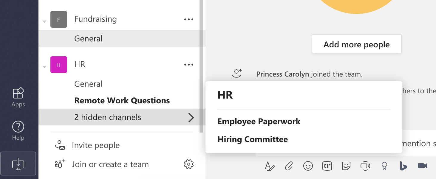 Microsoft Teams si nasconde