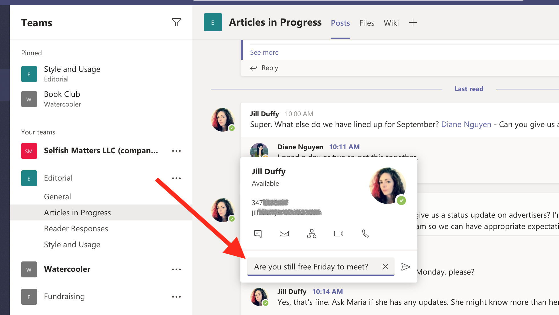 Chat rapida di Microsoft Teams