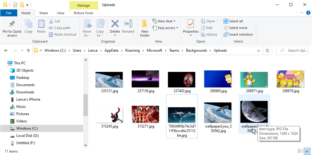 Menu di Windows con sfondi per riunioni