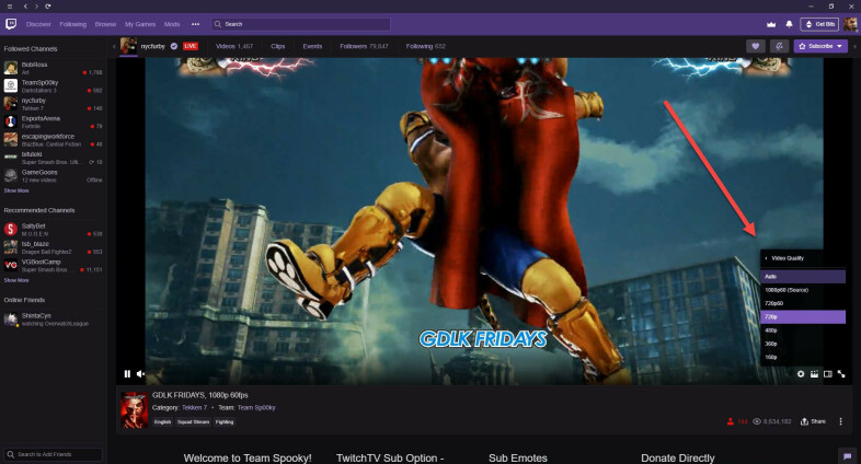 Ajuste a resolução de vídeo do stream