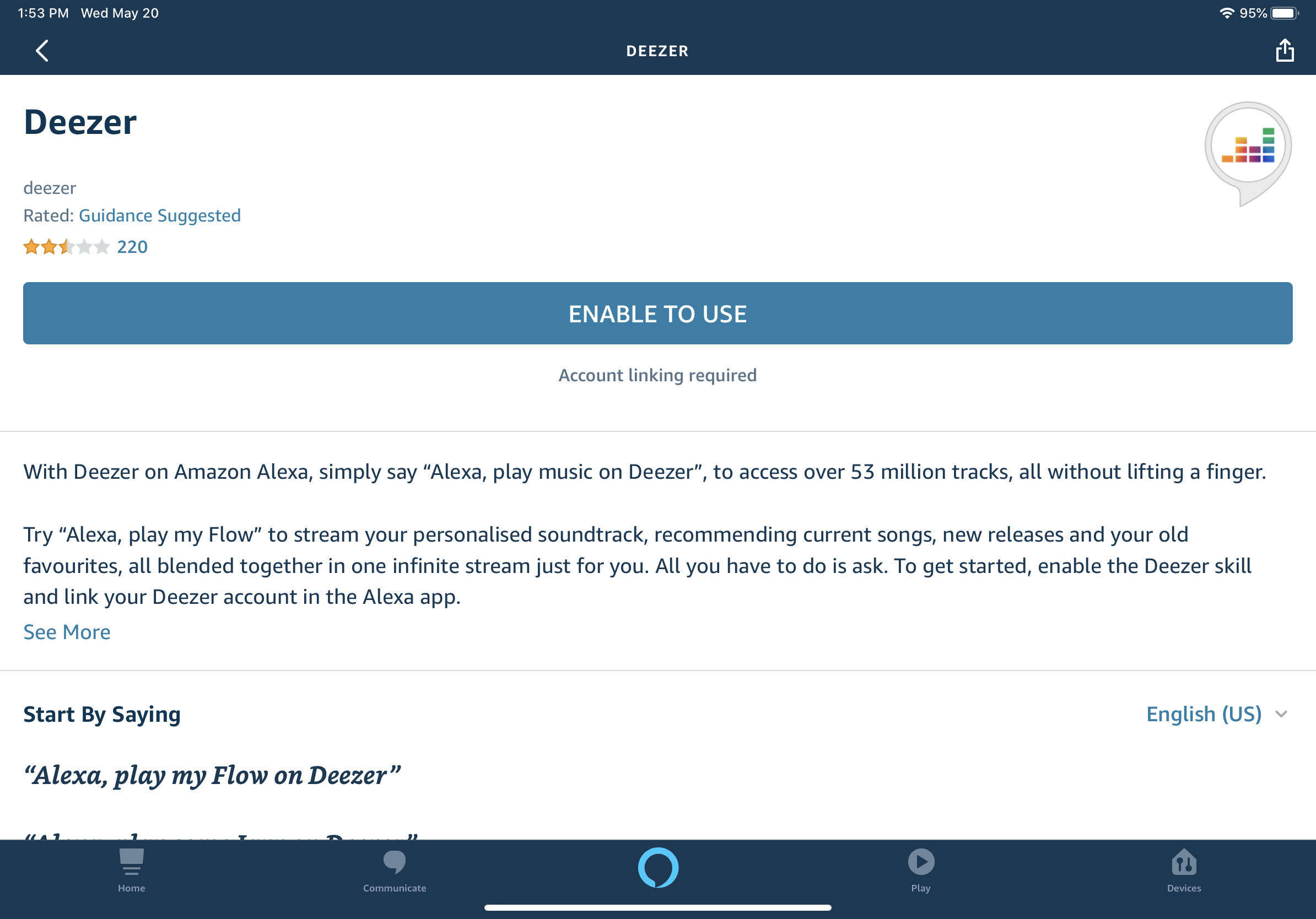 Deezer 技能頁面