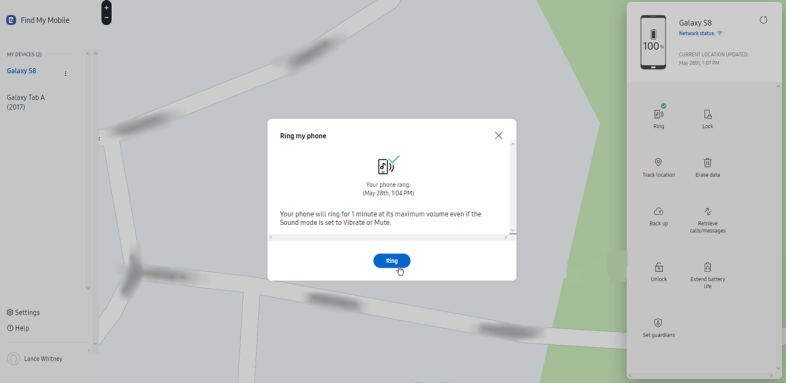 Effettua il ping del tuo dispositivo Samsung