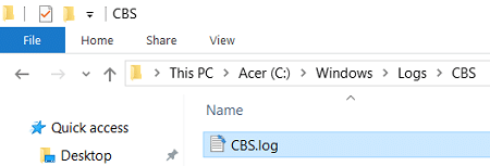 Klik dua kali pada file CBS.log di folder Windows