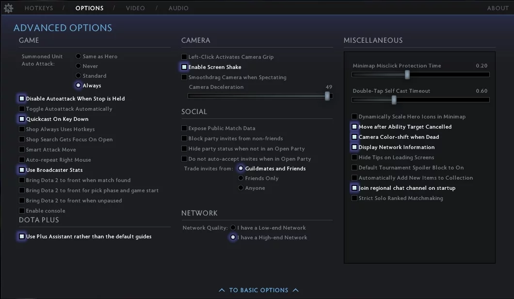 Aktifkan opsi ‘Display Network Information’ di DOTA 2.