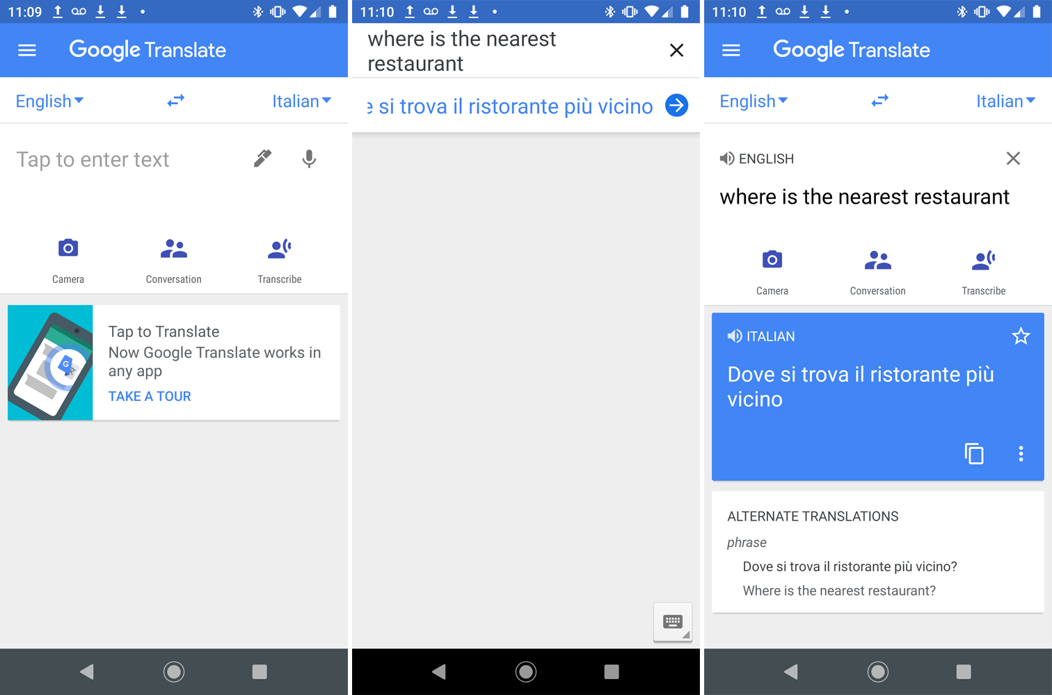 带有翻译文本的 Google 翻译应用