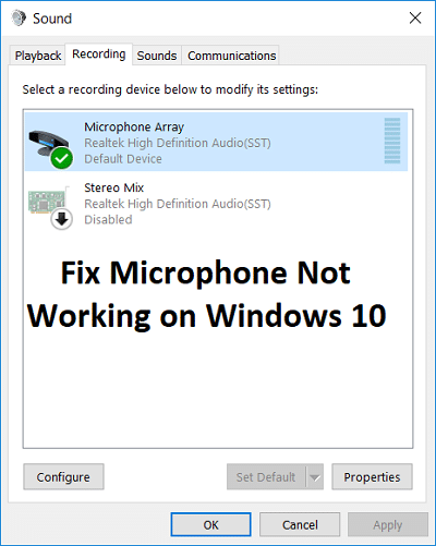 Beheben Sie, dass das Mikrofon unter Windows 10 nicht funktioniert
