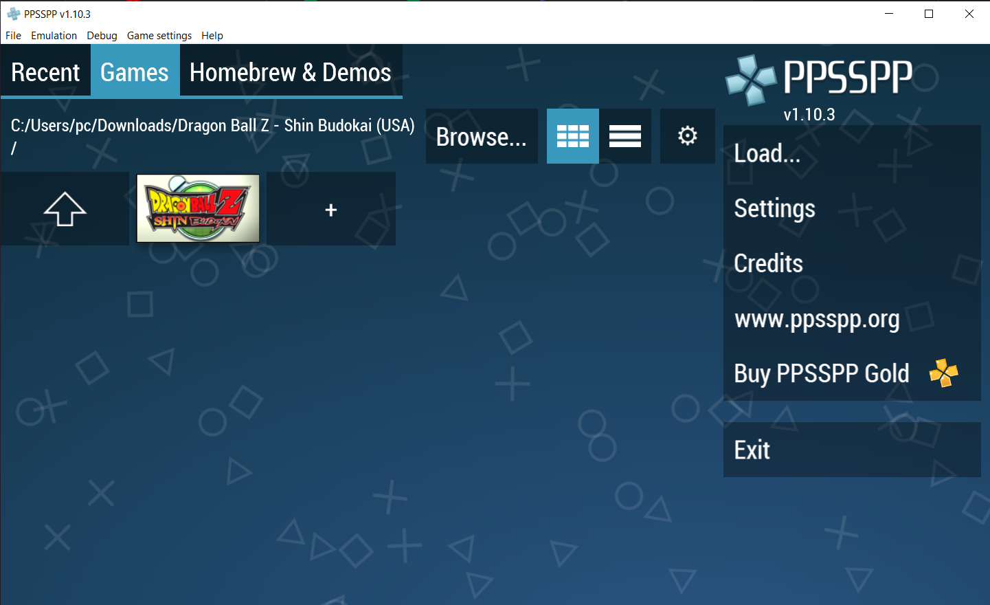 Antarmuka emulator PPSSPP