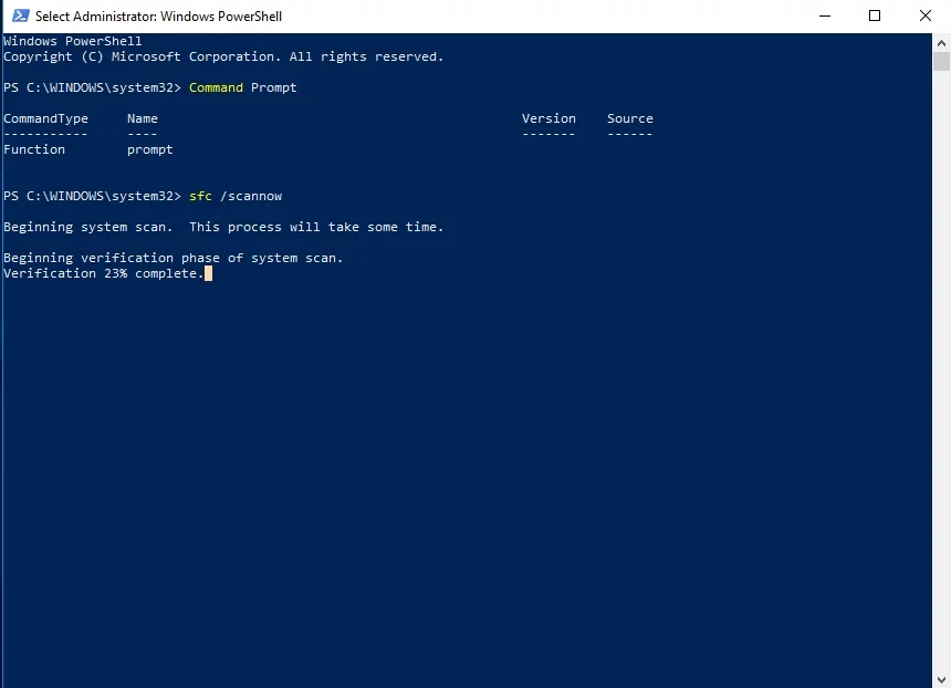 Scannen Sie Ihr System mit System File Checker auf fehlende oder beschädigte Systemdateien.