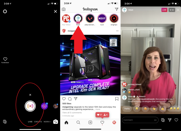 Gehen Sie auf Instagram live