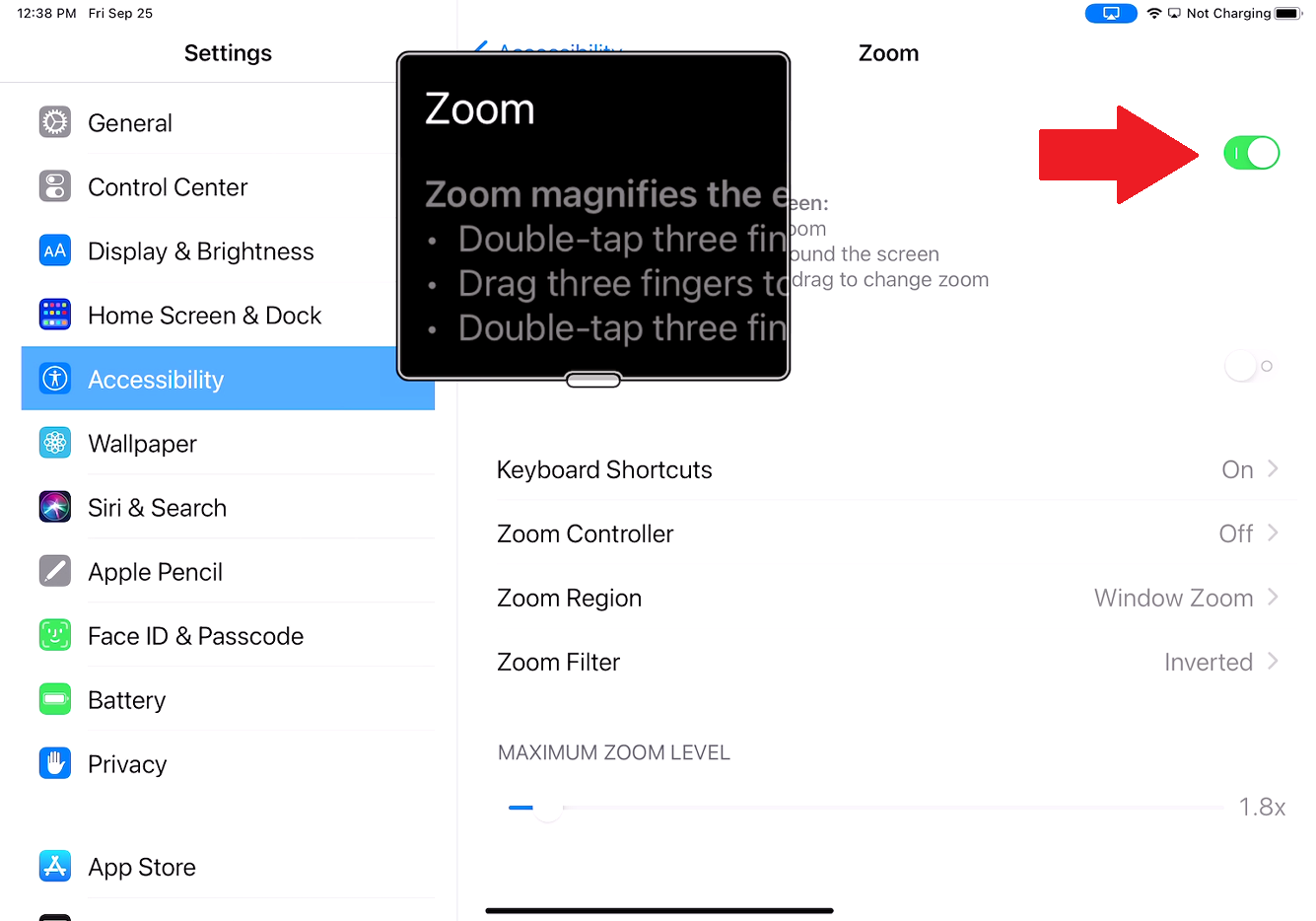 configurações de zoom