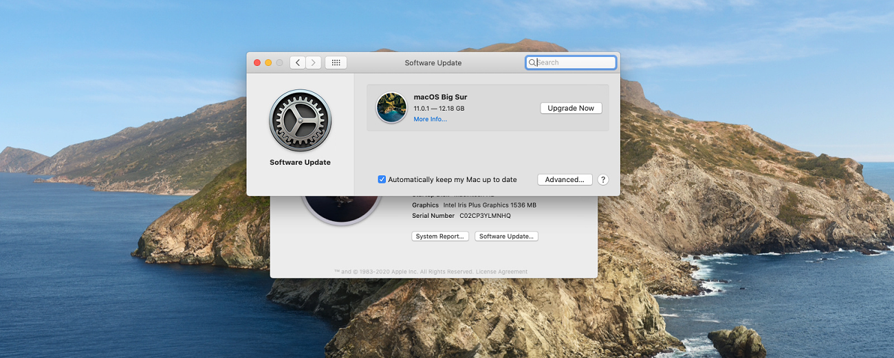 macos 빅 쉬르 업데이트 화면