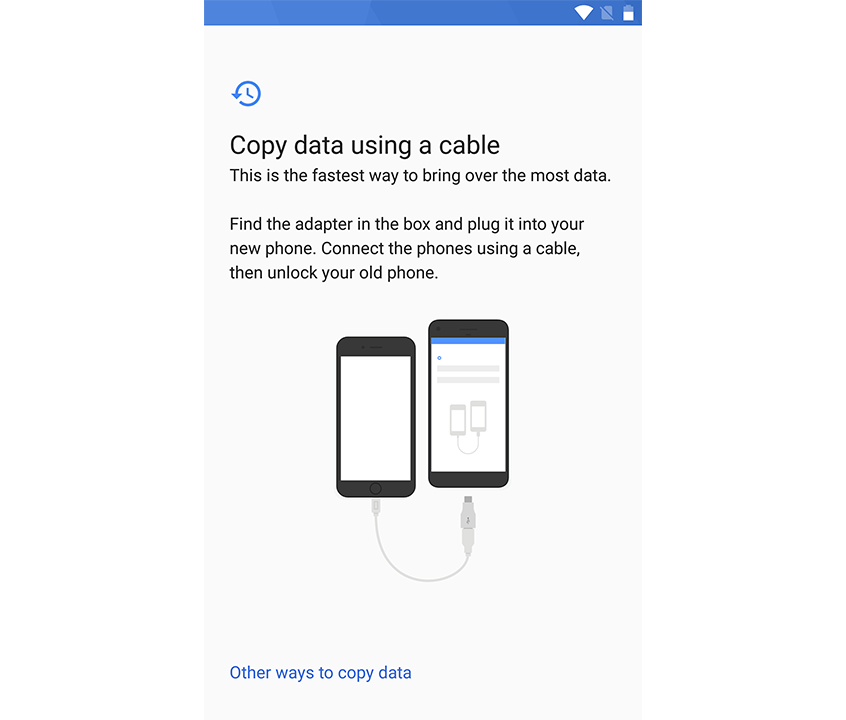 Copiez les données sur Android via un câble