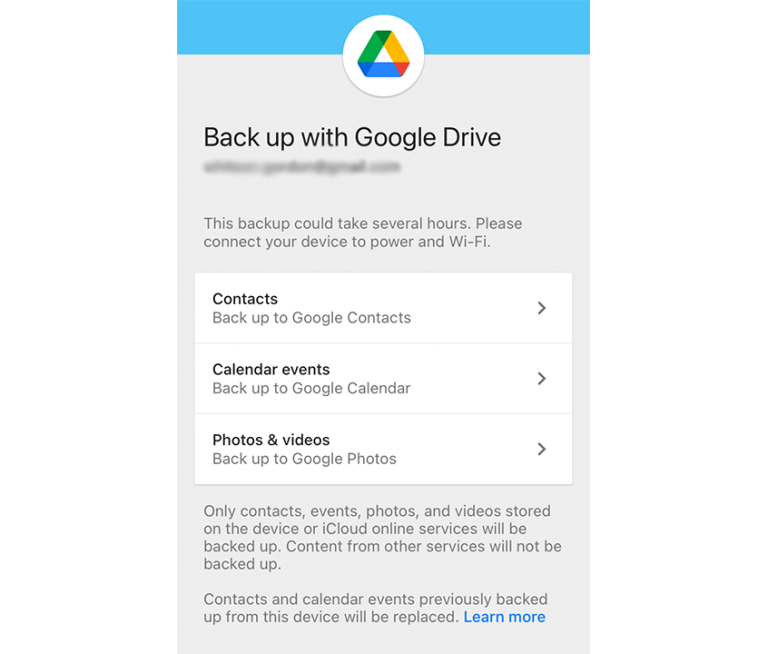 Copier des données avec le cloud sur Android