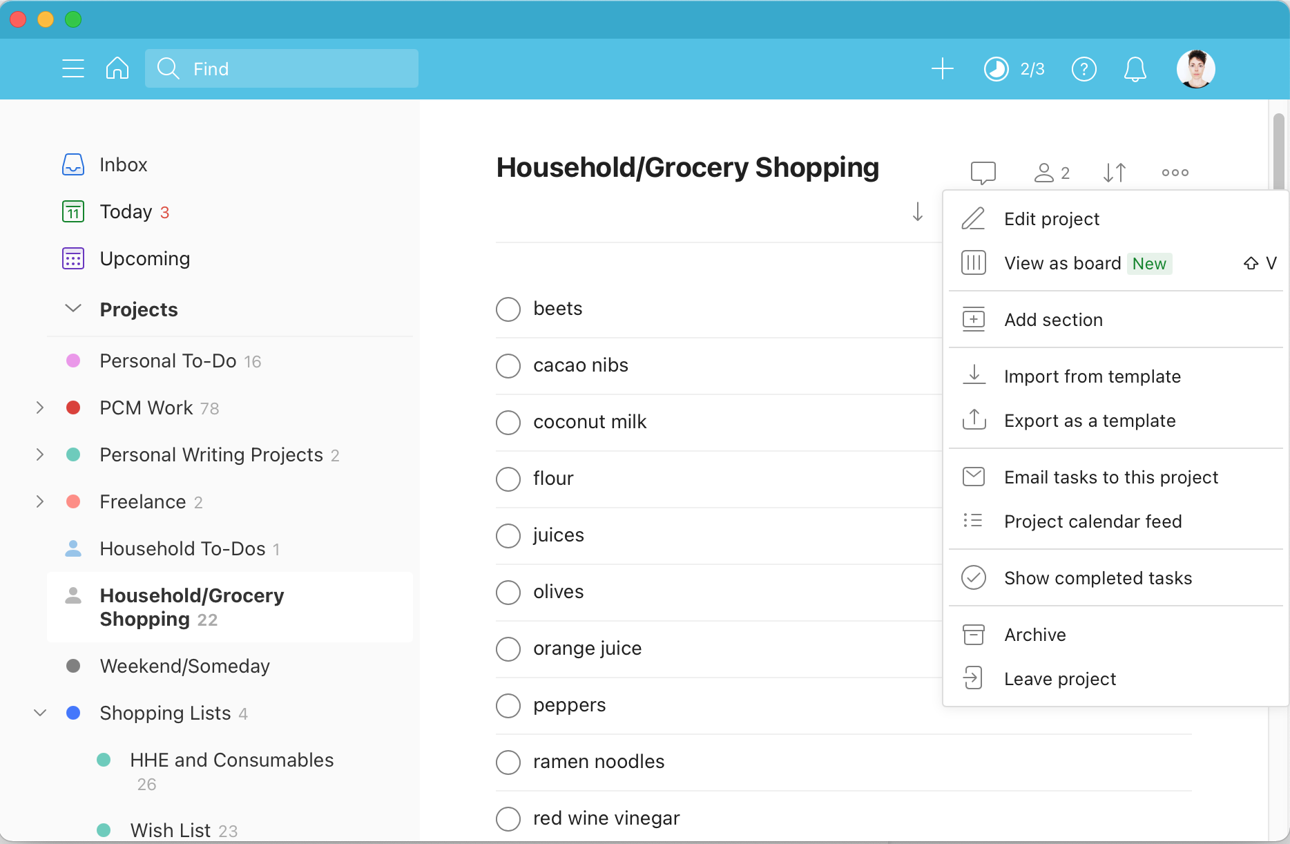 Lista kontrolna Todoist