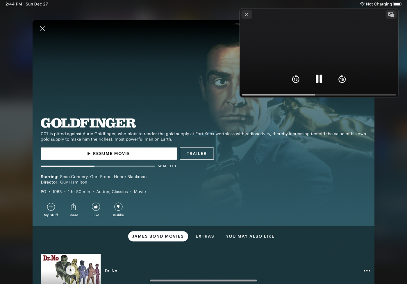 fenêtre pip à l'intérieur de hulu