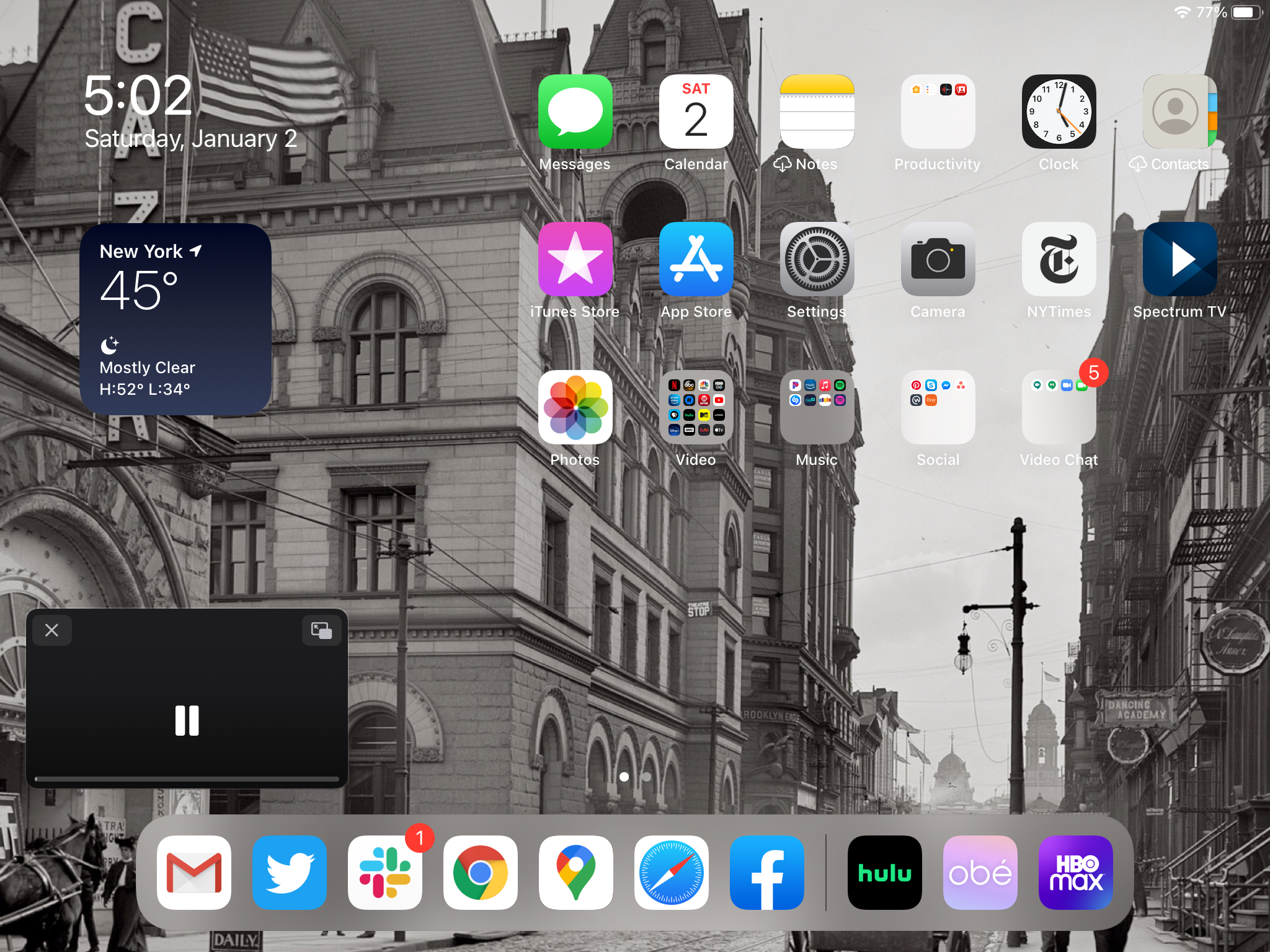 fenêtre pip sur l'écran d'accueil de l'ipad