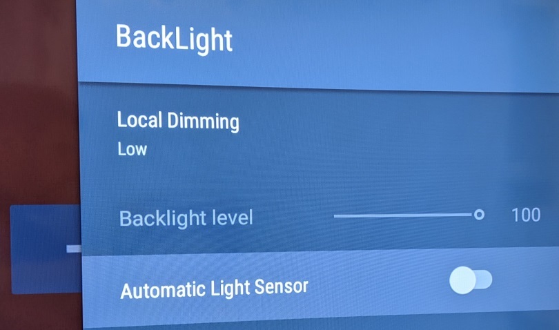Configurações de luz de fundo