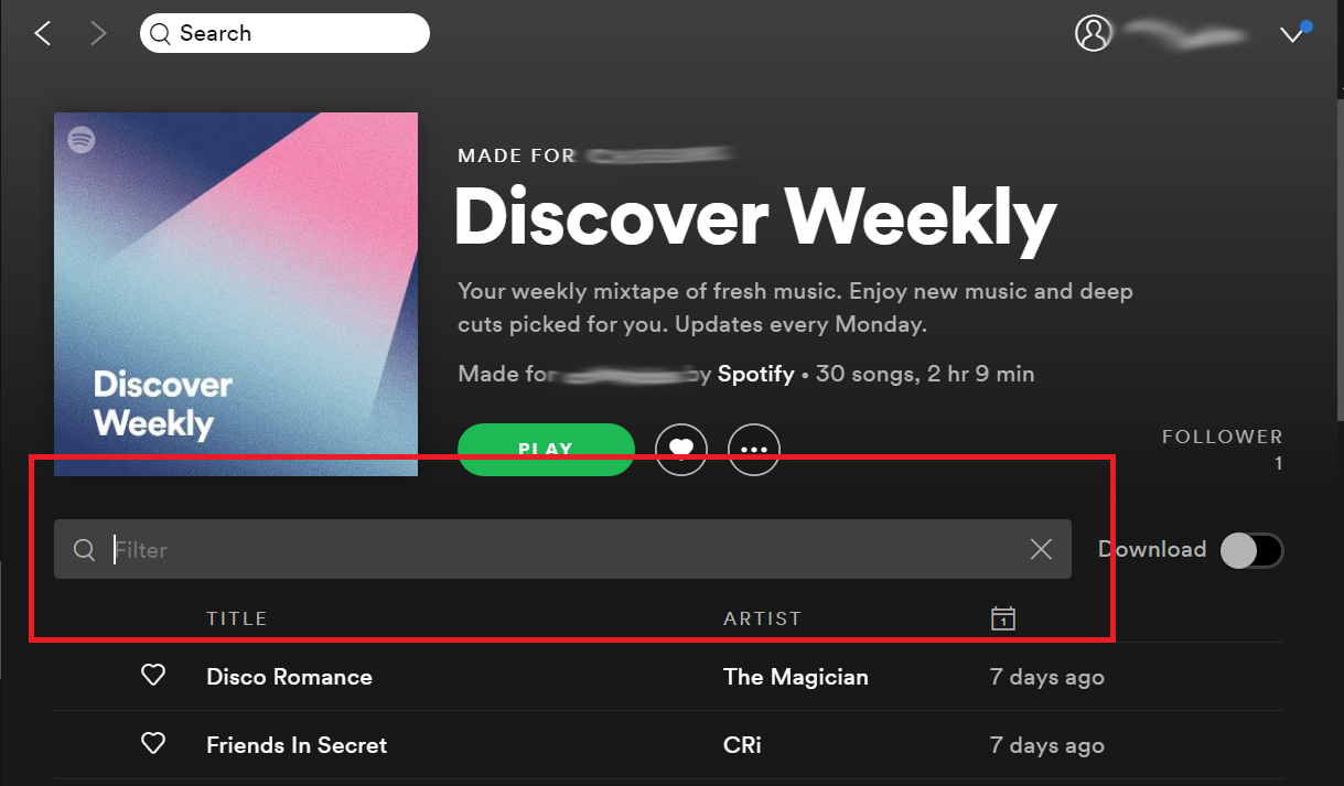 Filtre para encontrar música super rápido