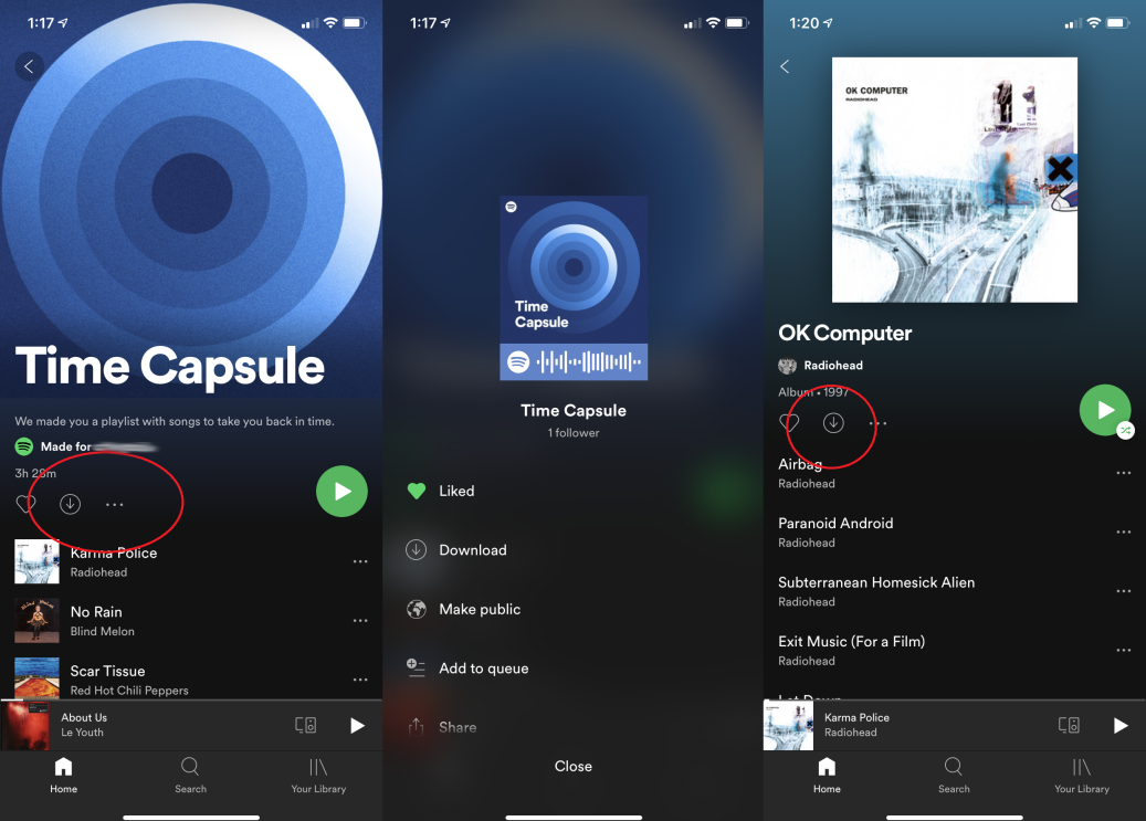 Baixe músicas e podcasts para ouvir offline