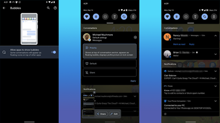 Opções de notificações do Android 11