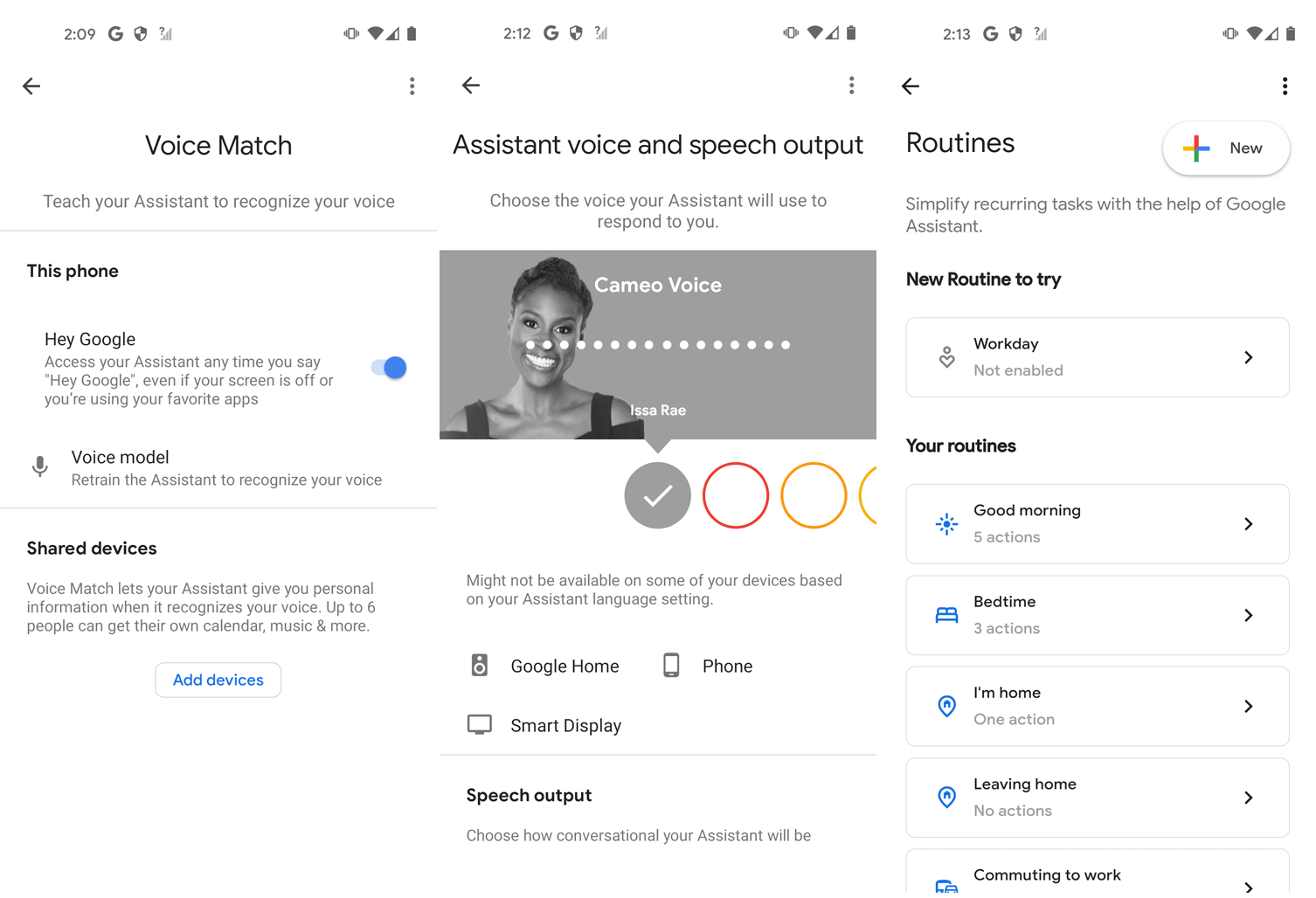 configurações do assistente