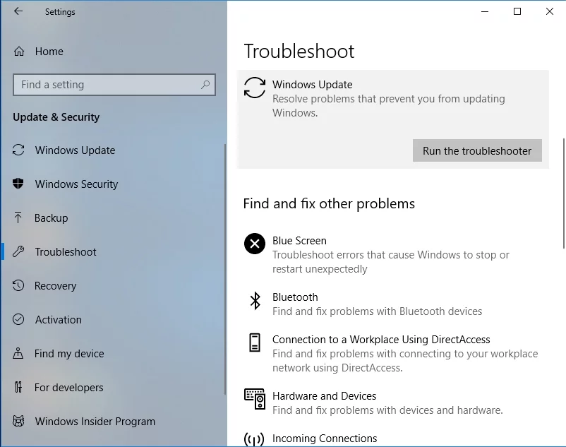 Memecahkan masalah Pembaruan Windows