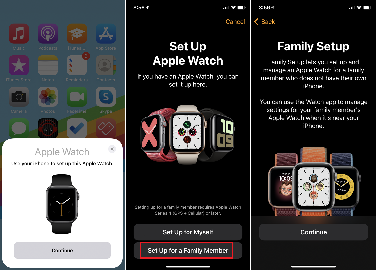 شاشة إعداد إقران Apple Watch