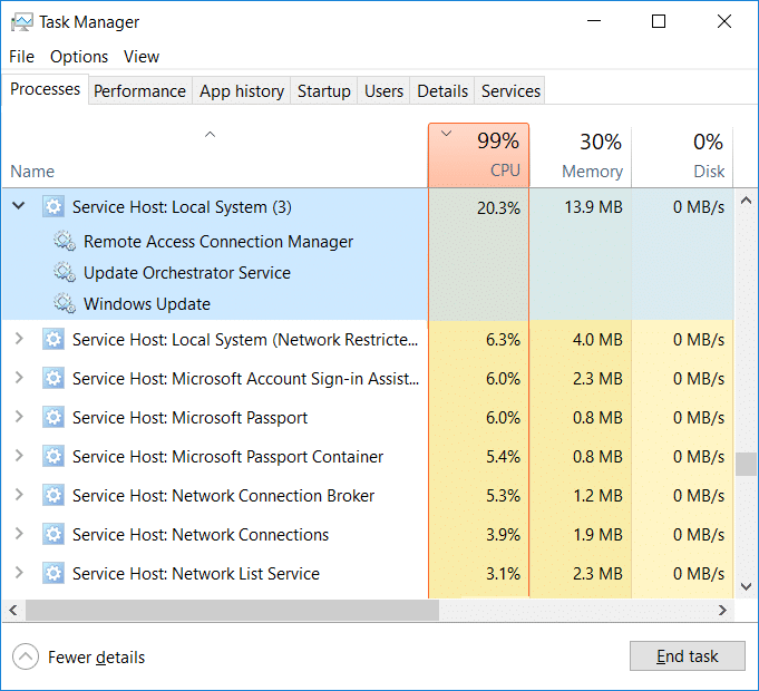 Perbaiki Penggunaan CPU Tinggi oleh Sistem Lokal Host Layanan
