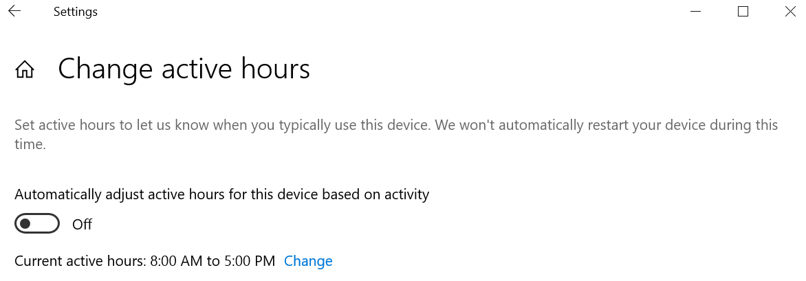 Alterar o menu de horas ativas nas configurações do Windows 10