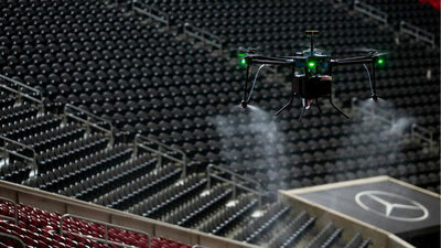 Estádio Mercedes-Benz de Atlanta implantará imagem de drones desinfetantes