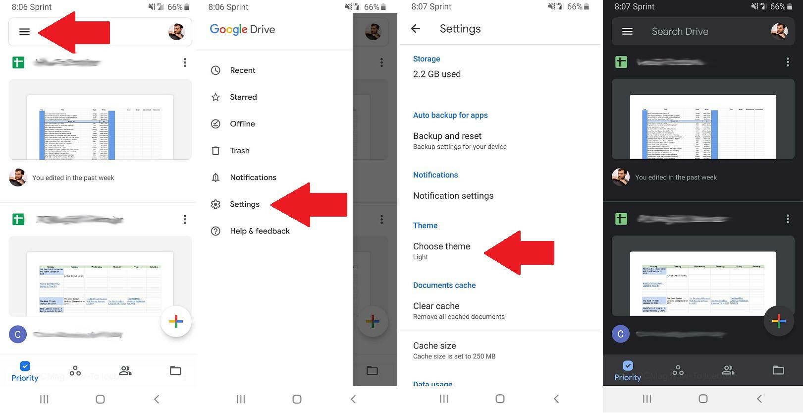 mode sombre de google drive