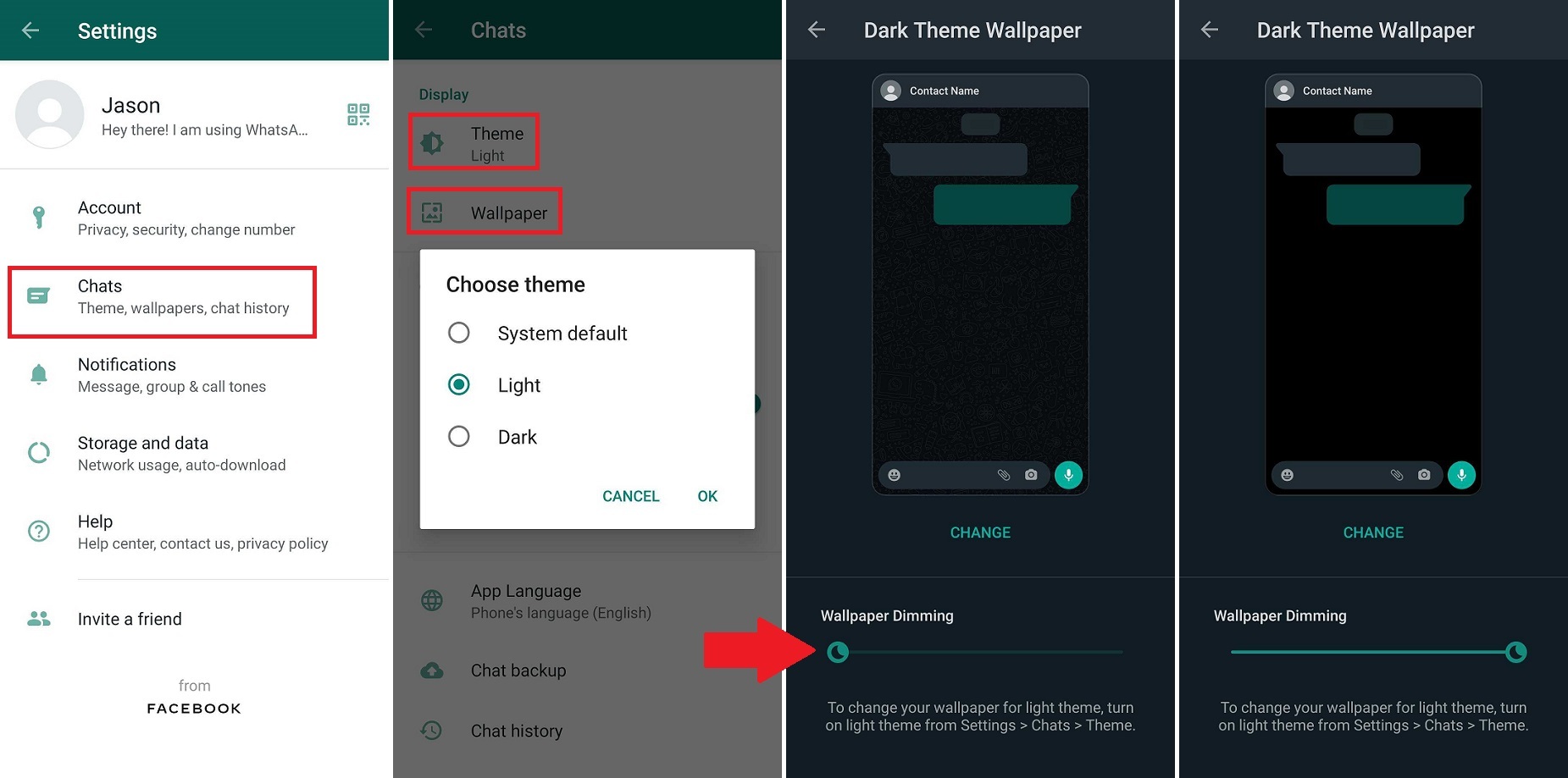 mode sombre WhatsApp