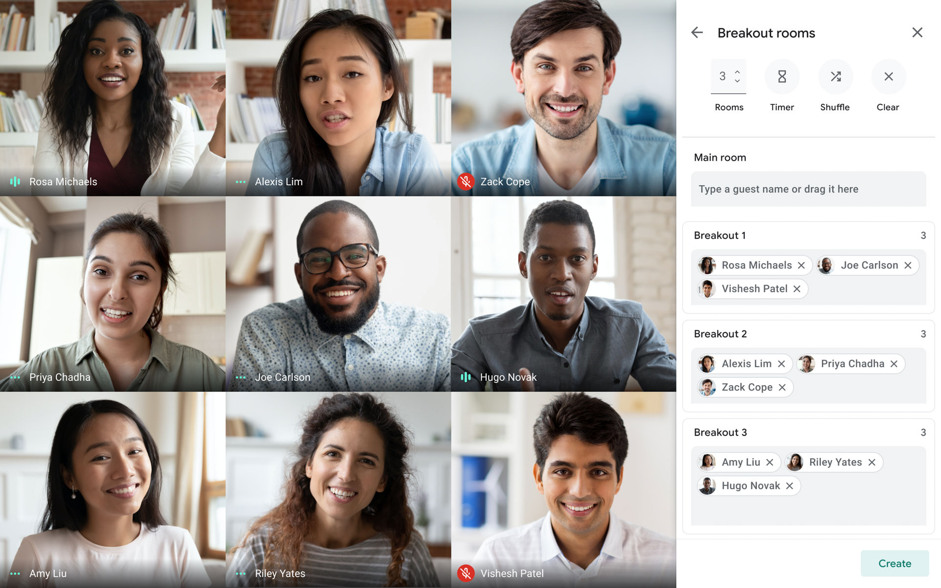 Screenshot von Google Meet-Arbeitsräumen