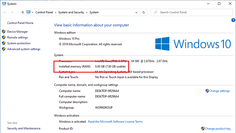 Informații de sistem în Windows 10