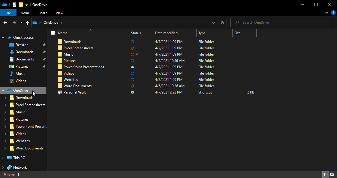 onedrive 文件夾
